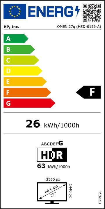 Etichetta energetica HP Omen 27q (2560 x 1440 pixel, 27")