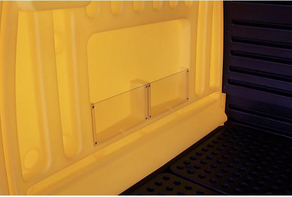 Actual product image Jonesco PE hazardous goods storage unit with roller shutter, for 4 x 200 l drums