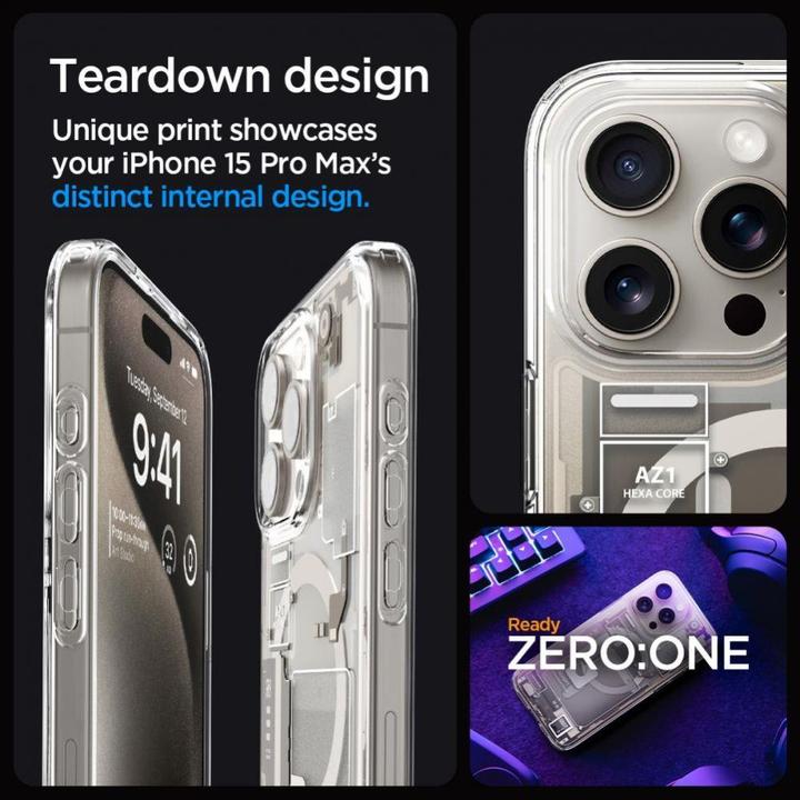 Actual product image Spigen Ultra Hybrid Zero One (MagFit) iPhone 15 Pro Max Case Natural Titanium (Apple iPhone 15 Pro Max)