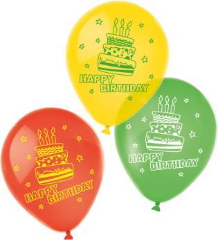 Immagine prodotto Magni 450193 - 6 palloncini in lattice Happy Birthday, palloncini stampati, compleanno, torta, pallone ad