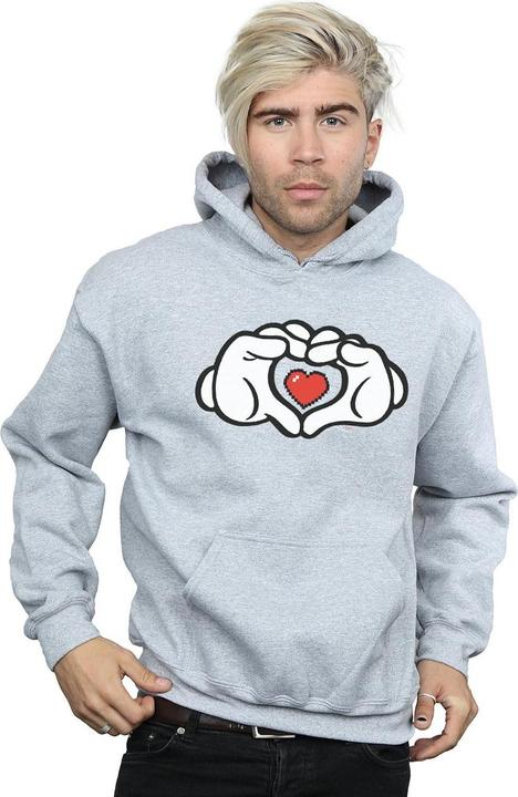 Actual product image Disney Mens Mickey Mouse Heart Hands Hoodie (L)