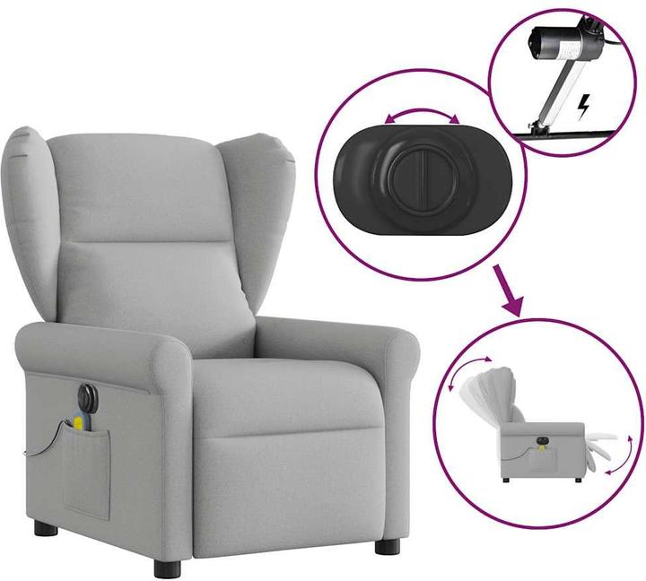 Actual product image VidaXL Massage chair electric cloud grey fabric