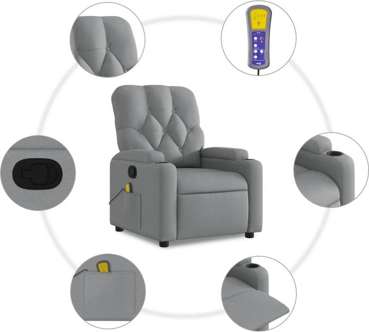 Produktbild VidaXL Massagesessel Hellgrau Stoff,Farbe: Hellgrau,Material: Stoff