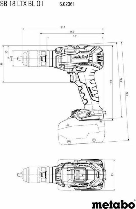 Actual product image Metabo 18V Battery Impact Drill SB 18 LTX BL Q I (Rechargeable battery operated)