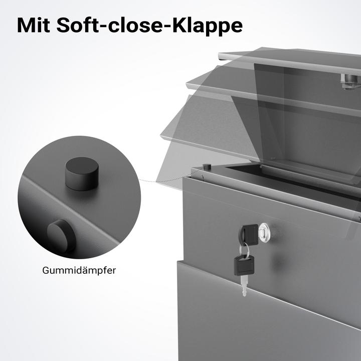 Actual product image Wiltec Pedestal letter box Newspaper roll anthracite Letter box Post box Post box