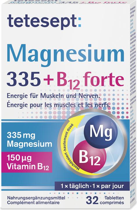 Immagine prodotto Tetesept Magnesium 335 + B12 forte (32 Pezzo/i, Pillole, 336 g)