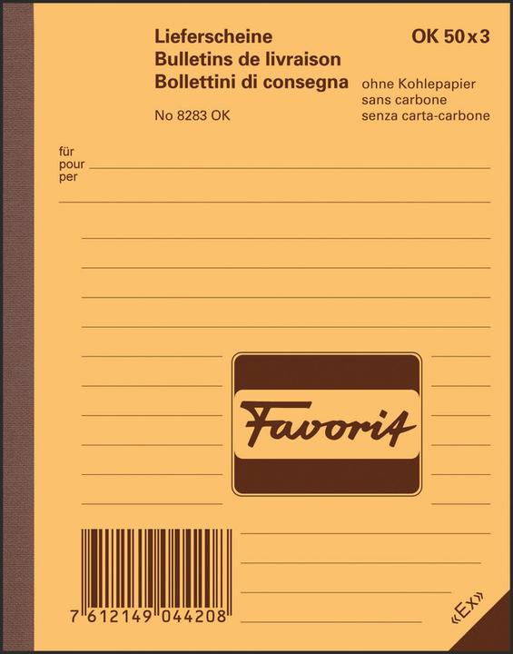 Actual product image Favorit Carbonless copybook delivery bills with carbonless paper (150 x)