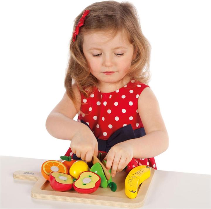 Immagine prodotto Bigjigs Set da gioco di frutta tagliata in legno Tidlo, 16 pezzi.
