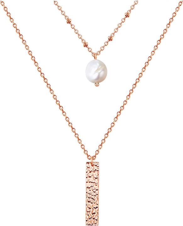Actual product image Valero Pearls Ladies stainless steel freshwater cultured pearl rose gold 38.0/40.0 cm base chain + 5.0 cm (Stainless steel, 40 - 45 cm)