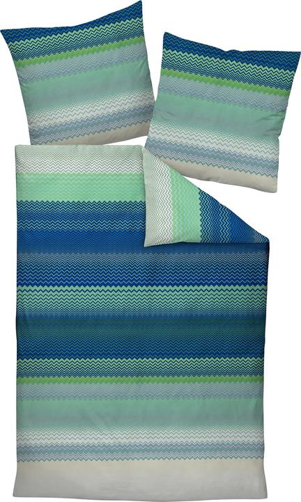 Actual product image Janine Mako-Satin Bettwäsche moments 98120 blau türkis (Duvet cover, 80x80 cm, 135x200 cm)