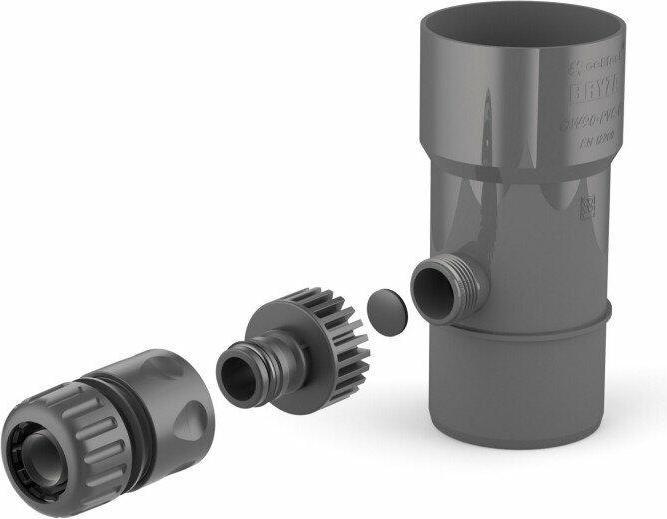 Produktbild MGA BRYZA® Dachrinnenablauf für Regentonne DN Ø63 mm Graphit | Regenwasser Regentonne Fallrohr Regensamm