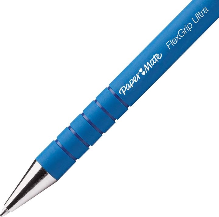 Produktbild Paper Mate Flexgrip Ultra Clip-on-Einziehkugelschreiber Medium 12 Stücke (Blau, Grau, 12 x)