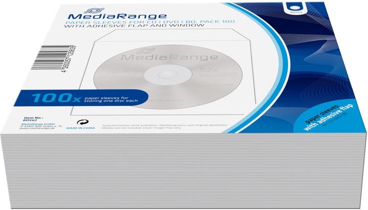 Produktbild MediaRange Papiertaschen für 1 Disc, mit klebender Lasche und Sichtfenster