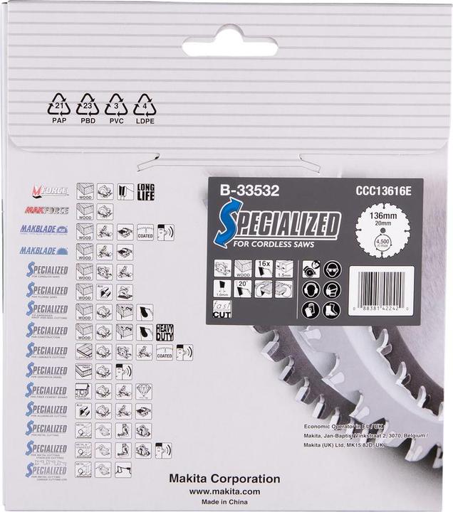 Immagine prodotto Makita Lama di sega circolare SPECIALIZZATA 136