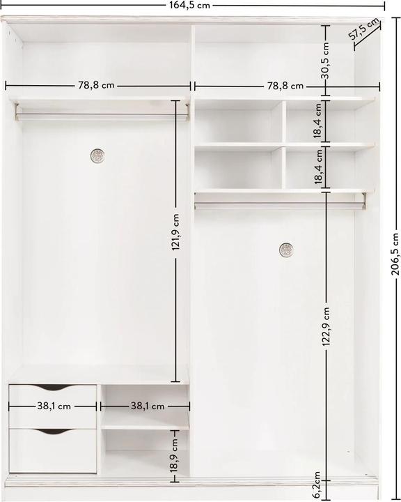 Immagine prodotto Cilek Armadio bianco con porte scorrevoli (164 cm)