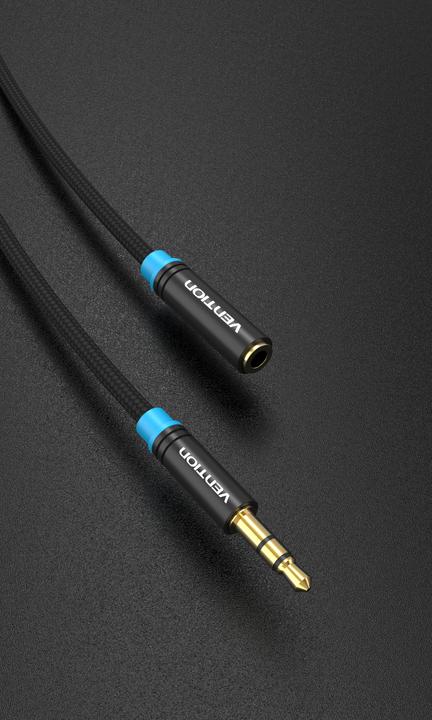 Actual product image Vention Braided 3.5mm Audio Extender 1.5m VAB-B06-B150-M Black (1.50 m)