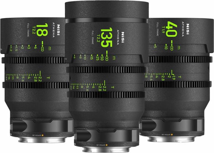 Immagine prodotto Nisi Kit di obiettivi cinema full frame ATHENA PRIME - 18 mm T2.2, 40 mm T1.9, 135 mm T2.2 + custodia (Full-frame)