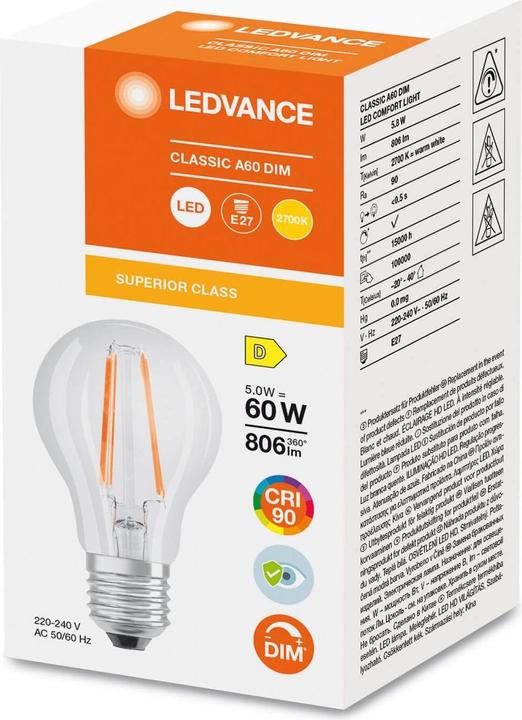 Produktbild Ledvance LED-Lampe (E27, 5.80 W, 806 lm, 1 x, D)