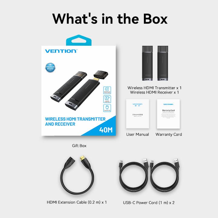 Actual product image Vention Wireless HDMI Transmitter and Receiver (40 m)