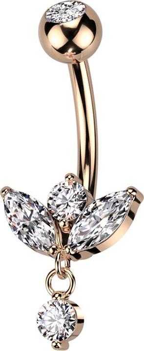 Immagine prodotto Star Piercing Banane rosegold mit Kugel Kristall silber Spross Anhänger Kristall (Acciaio chirurgico 316L, Ottone)