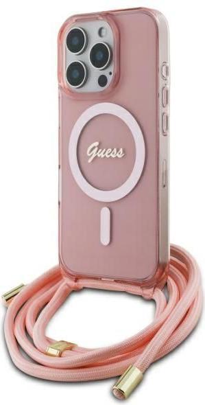 Image du produit Guess GUHMP16LHCTSGNSP iPhone 16 Pro 6.3" różowy/pink hardcase Crossbody Cord Script MagSafe (Apple iPhone 16 Pro)
