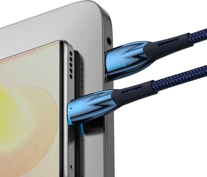 Image du produit Baseus Câble USB pour USB-C Glimmer Series, 100W, 1m (Bleu) (1 m, USB 2.0)