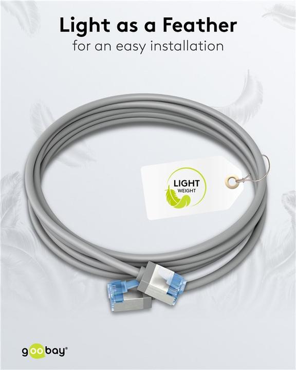Produktbild Goobay Ultraflexibles CAT 6A Patchkabel, slim, U/FTP, grau (U/FTP, CAT6a, 2 m)