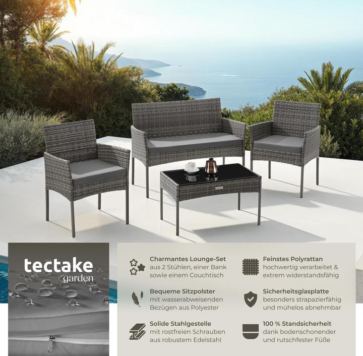 Produktbild tectake Rattan Gartenset Palese für 4 Personen