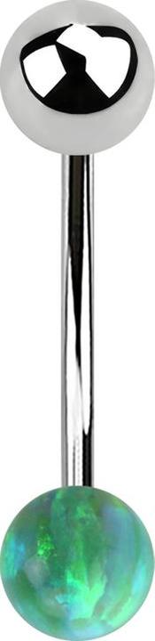 Produktbild Star Piercing Micro Banane silber mit Kugel und Kugel Opal grün (ohne Messing, Chirurgenstahl 316L)
