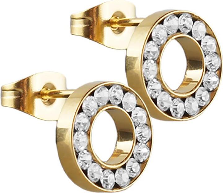 Immagine prodotto Star Piercing Orecchini finti Tunnel placcati in oro con cristalli d'argento (senza ottone, Acciaio chirurgico 316L)