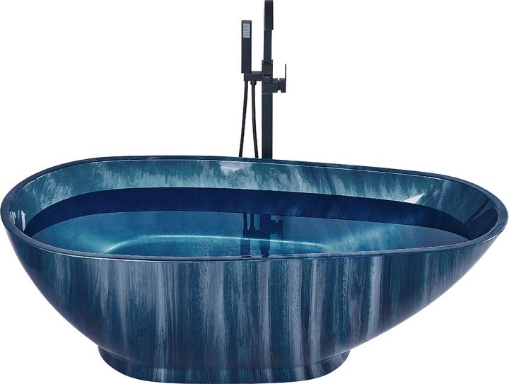 Actual product image Beliani Bathtub freestanding navy blue marble look 170 x 80 cm RIOJA (178 l, 170 cm)