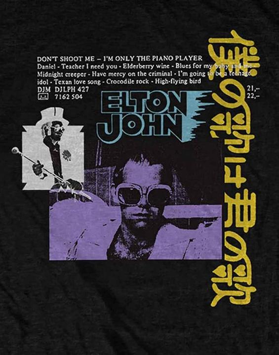 Immagine prodotto Elton John Maglietta unisex adulto in cotone giapponese singolo (XL)