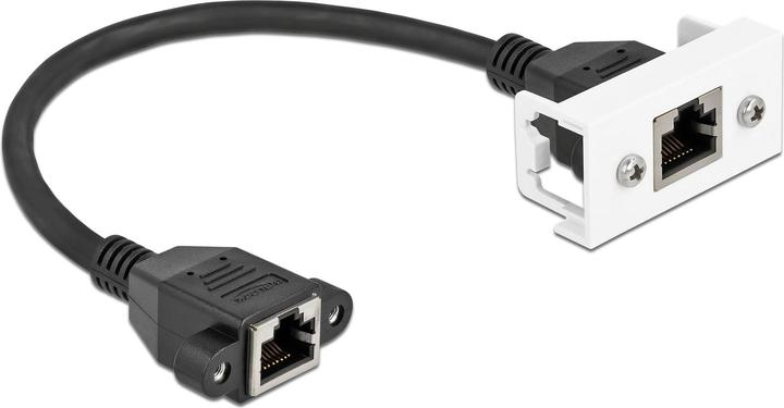 Delock Netzwerk Verlängerungskabel für Easy 45 Modul S/FTP RJ45 Buchse zu RJ45 Buchse Cat.6A 25 cm schwarz (S/FTP, CAT6a, 0.25 m)