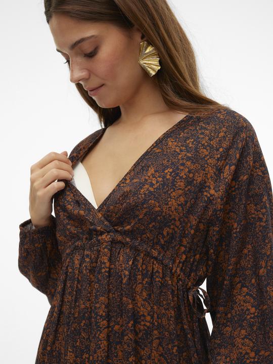 Produktbild Mamalicious Normal geschnitten V-Ausschnitt Elastische Bündchen Ballonärmel Kurzes Kleid Kleid (S)