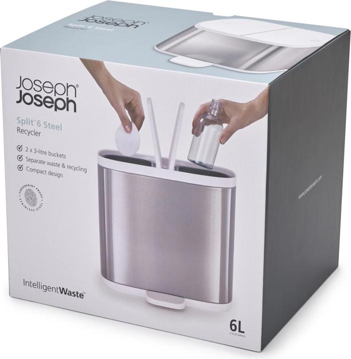Produktbild Joseph Joseph Split Steel Trenn-Abfallbehälter, 2x3l, 27x18x28.4cm (6 l)