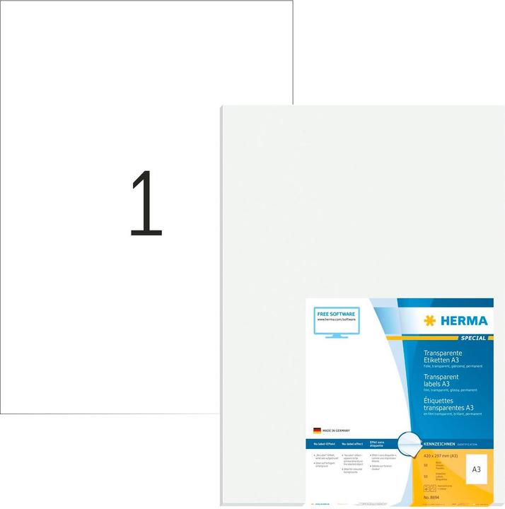 Produktbild HERMA Transparente Etiketten A3