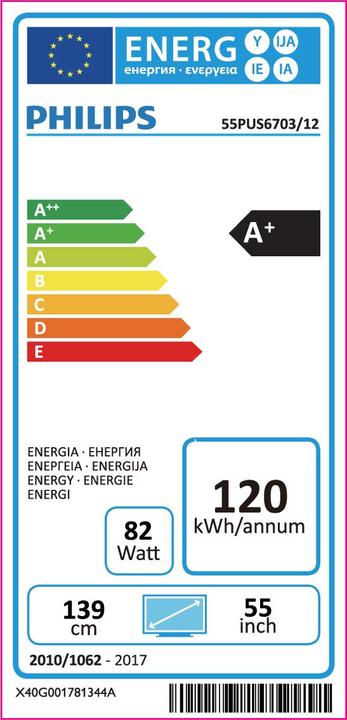 Energy Label Philips 55PUS6703/12 (55", LCD, 4K, 2018)