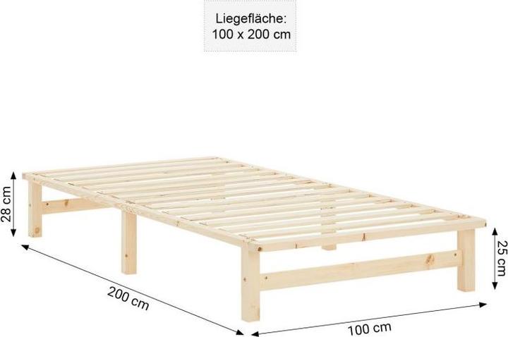 Image du produit Homestyle4u Palettenbett mit Lattenrost (100 x 200 cm)