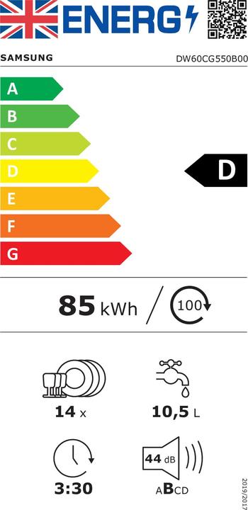 Label énergétique Samsung DW60CG550B00ET