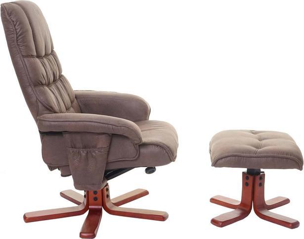 Produktbild Swisshandel24 Relaxsessel, Fernsehsessel Liegesessel TV-Sessel mit Hocker - Wildlederimitat braun