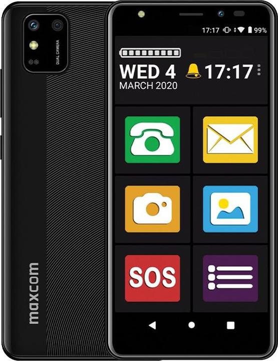 Maxcom Smartfon MS 554 4G z aplikacją przyjazny ekran (32 Go, Juoda, 5.50", Double SIM, 5 Mpx, 4G)