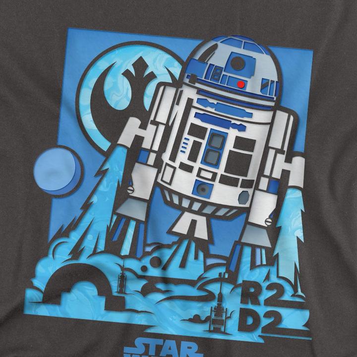Actual product image Star Wars Unisex Adult Papercut R2-D2 T-Shirt (L)