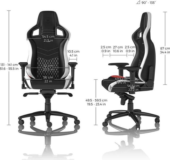 Produktbild noblechairs Gaming-Stuhl EPIC Echtleder-Gaming-Stuhl, Schwarz-Weiss-Rot