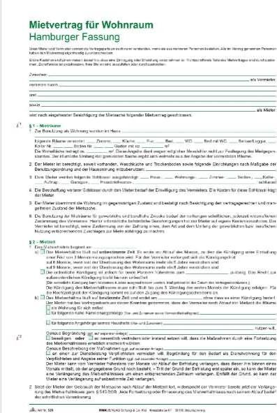 Produktbild Rnk Mietvertrag für Wohnraum - Hamburger Fassung, 10er, gefalzt auf DIN A4 (6 x)