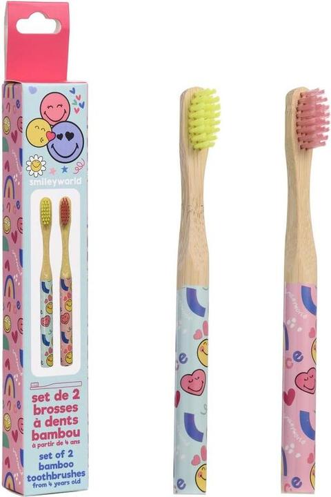 Take Care Smiley Bamboo Kinderzahnbürsten-Set - 2er-Pack (Weich, 2 x)