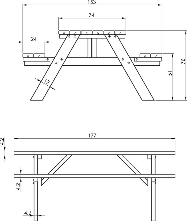 Actual product image Axi Julie Picnic Table Wood Classic 177 x 154 cm - Natural