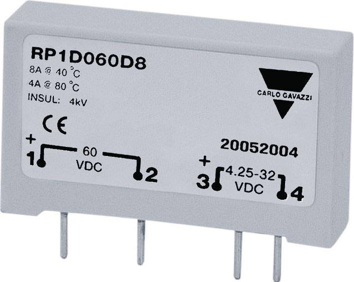 Actual product image Carlo Gavazzi Relay RP1D060D8 Operating voltage 60... 60V, rated operating current Ie at AC-1 8A, number of Pha
