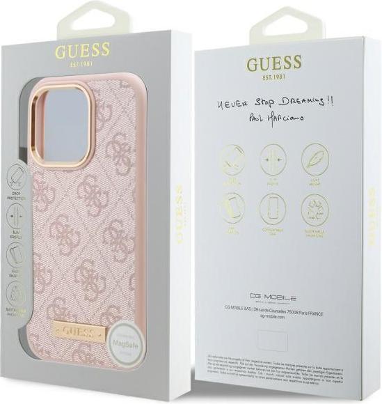 Productafbeelding Guess GUHMP16XU4GPRP iPhone 16 Pro Max 6,9" różowy/roze hardcase 4G Logoplaat MagSafe (Apple iPhone 16 Pro Max)