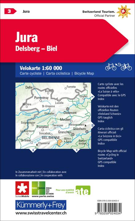 Produktbild Velokarte Jura-Delsberg-Biel
