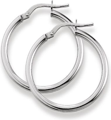 Image du produit Natsumi Schmuck Créoles en or blanc 18K/750 Ø 24mm Rondes (Or blanc 750/18 K)